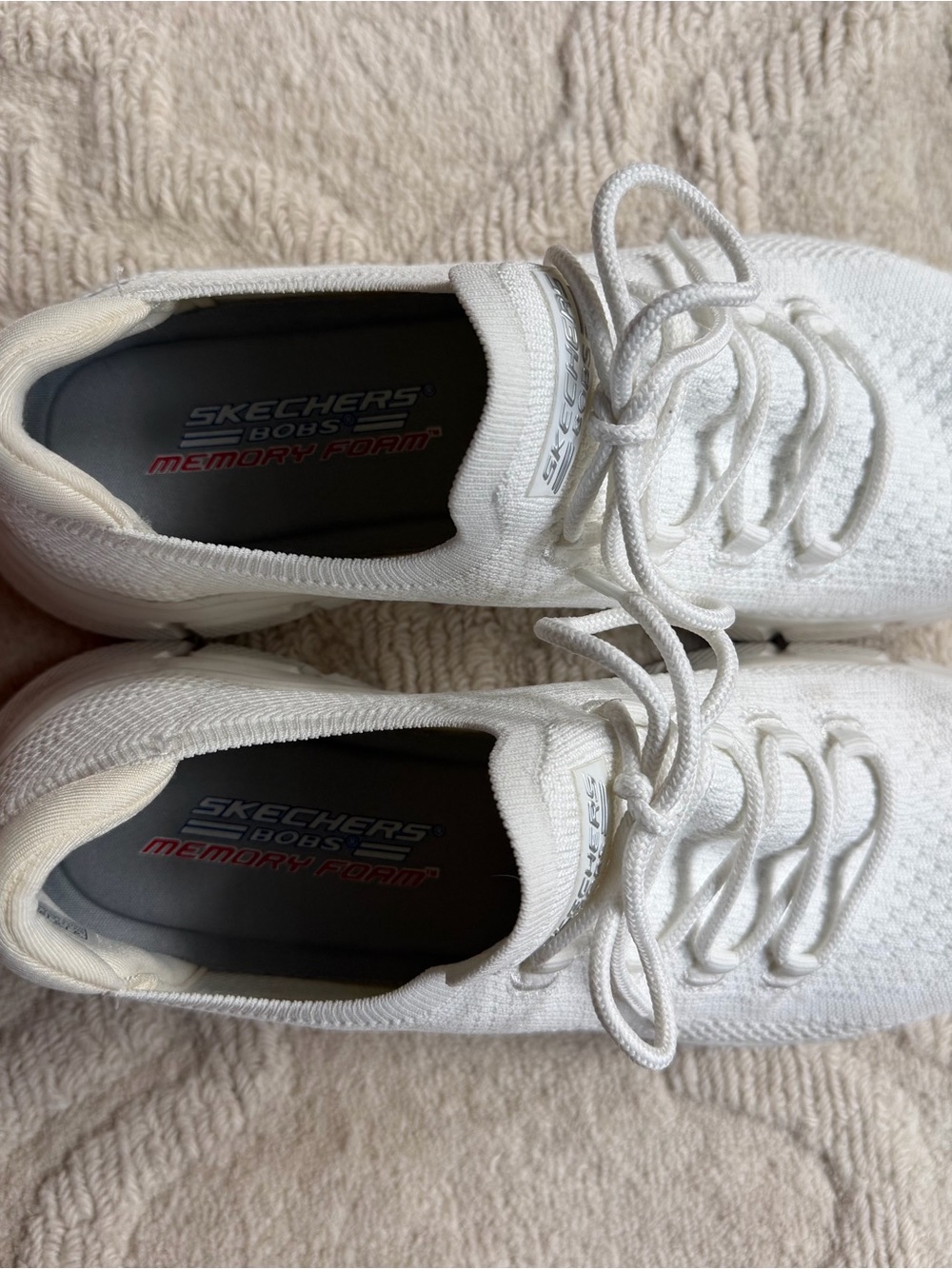 Skechers Bobs Stretch Women’s All-White Knit Shoes - Picture 7 of 11